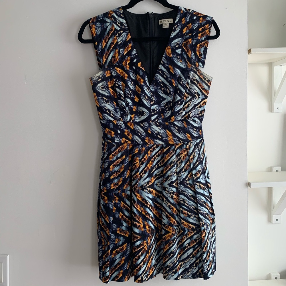 Reiss Printed V-Neck Dress